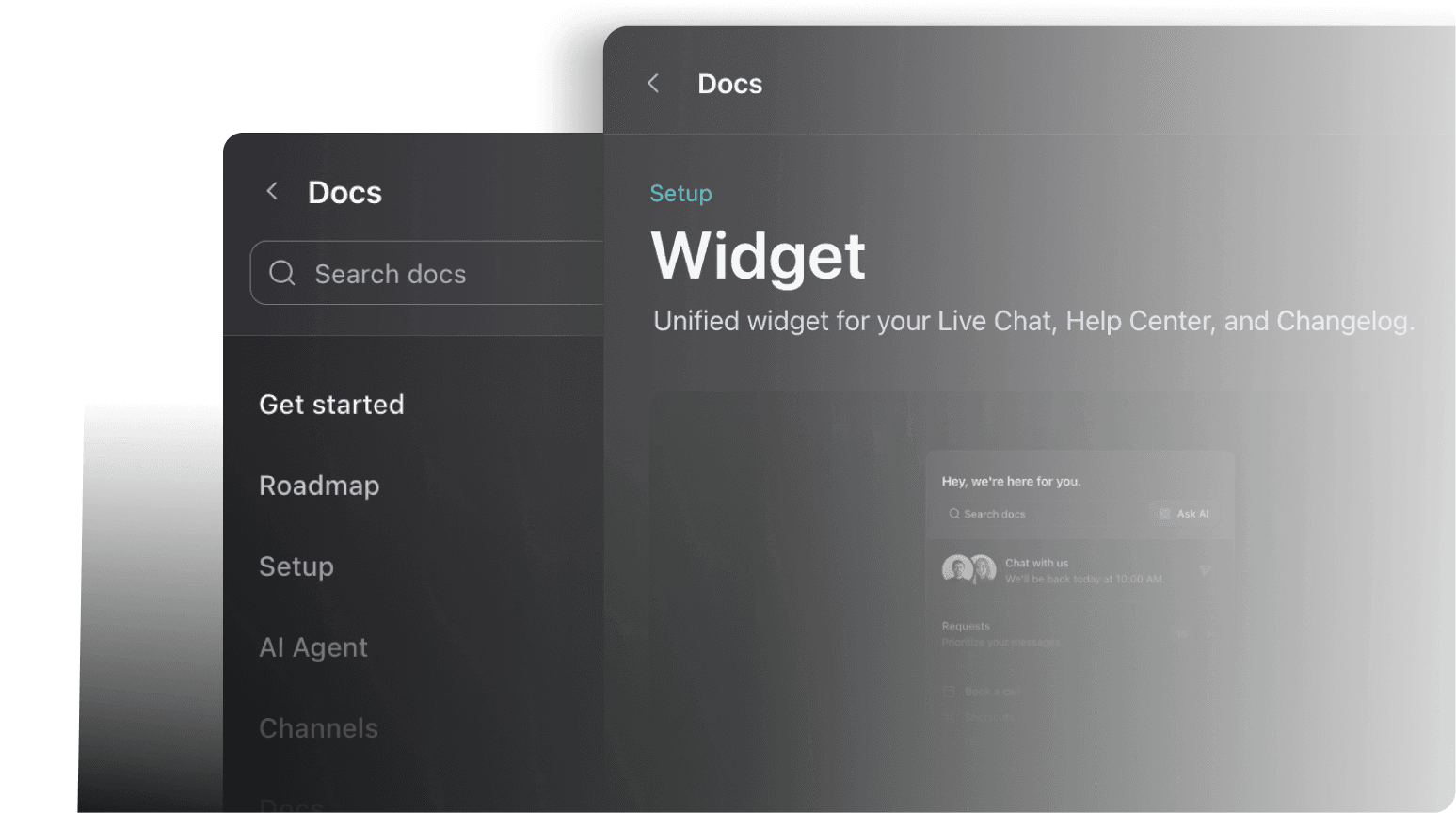 Changelog embedded in widget showing Customer Support Portal entry